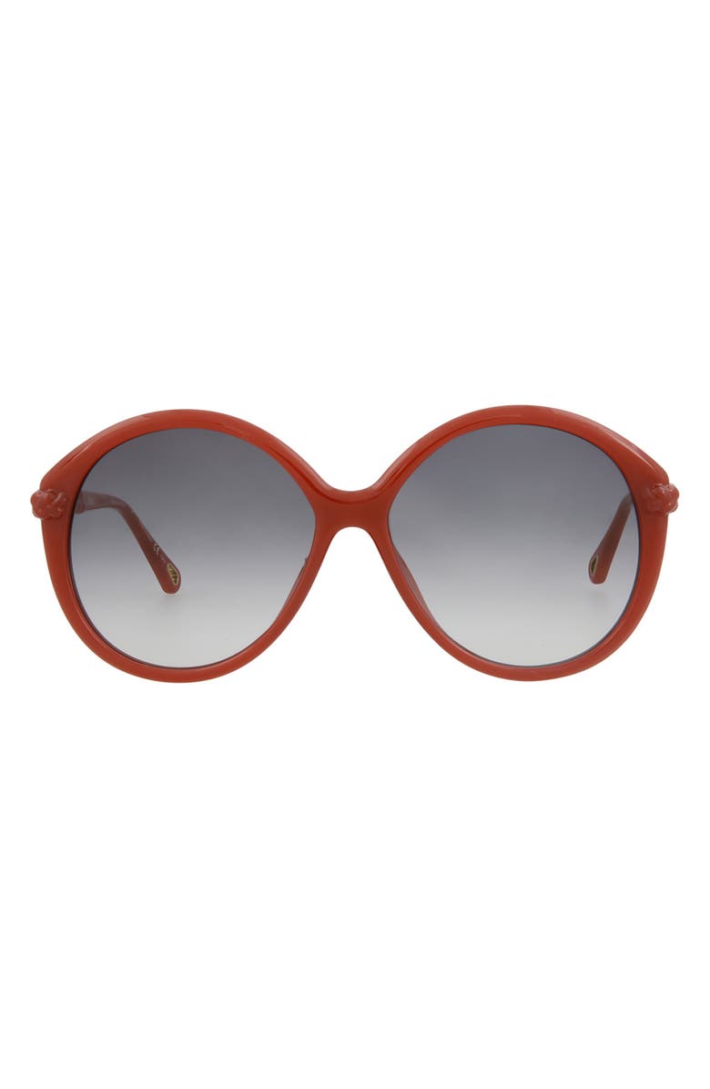 Chloé 58mm Oversized Core Sunglasses, Main, color, Orange Orange Grey