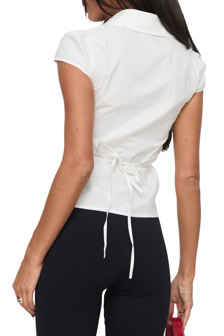Arianwyn Cap Sleeve Button-Up Shirt, Alternate, color, WHITE