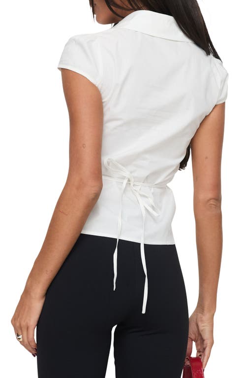 Princess Polly Arianwyn Cap Sleeve Button-up Shirt In White