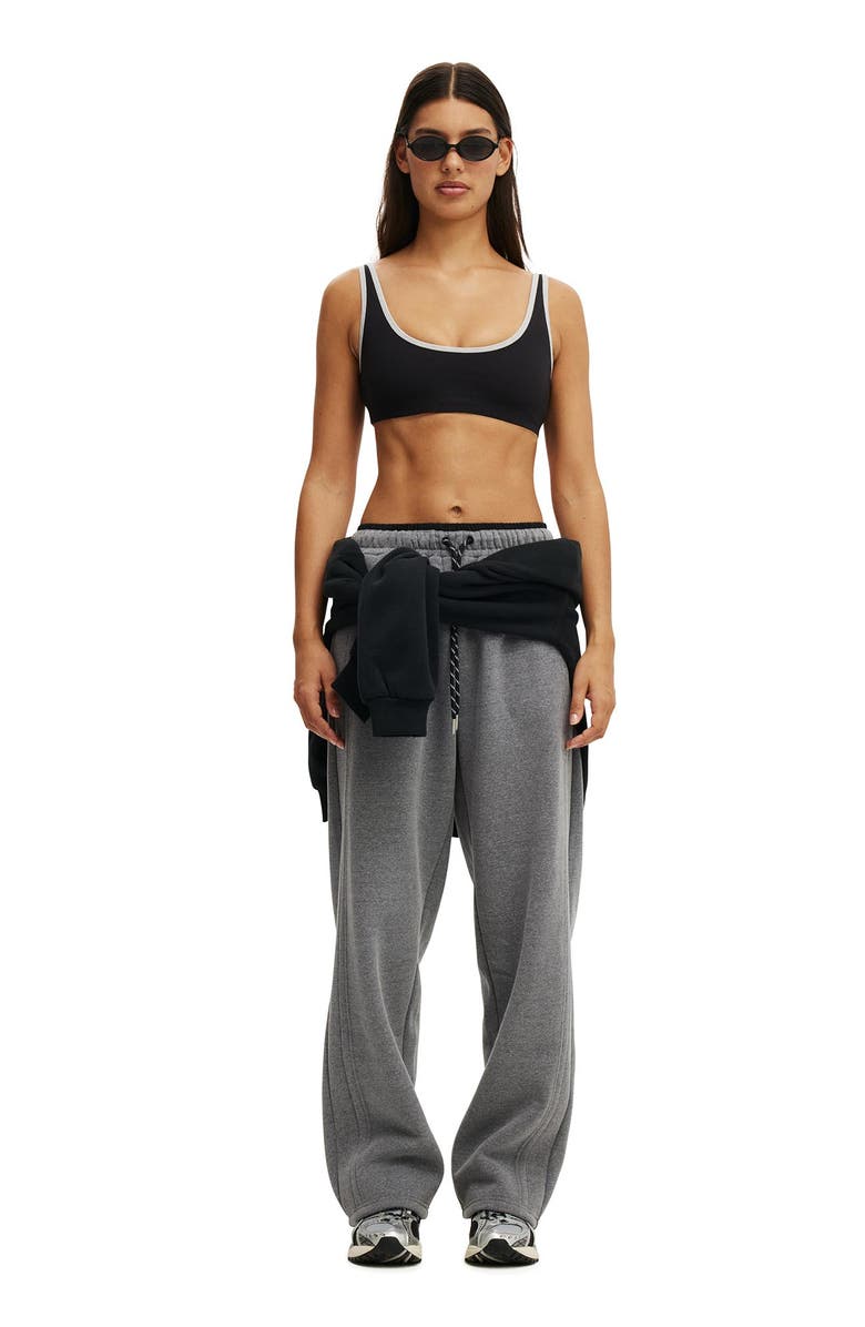 COTTON ON BODY Women's Active Ultra Soft Low Back Crop, Alternate, color, Black Grey Marle