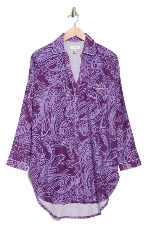 Ted Baker London Flannel Night Shirt In Julian Light Plum