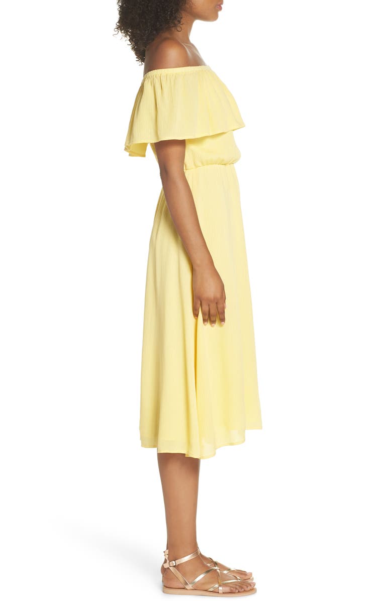 Charles Henry Off the Shoulder Ruffle Midi Dress, Alternate, color,