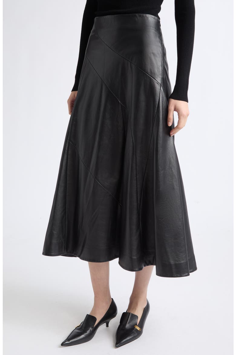 Kenza Leather Skirt, Alternate, color, BLACK