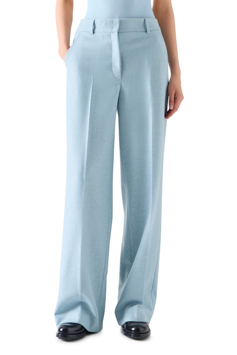 Straight Leg Wool Blend Flannel Pants, Main, color, LIGHT BLUE