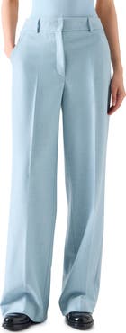 Akris punto Straight Leg Wool Blend Flannel Pants