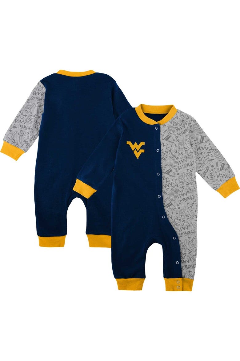 Infant Navy West Virginia Mountaineers Playbook Two-Tone Sleeper, Main, color, Navy