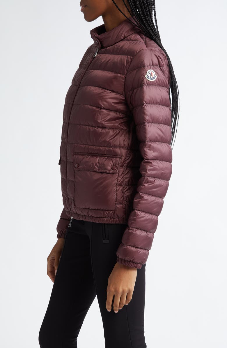 Moncler Lans Channel Quilted Down Moto Jacket, Alternate, color, Dark Mahogany