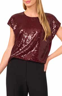 Halogen® Sequin Cap Sleeve Top