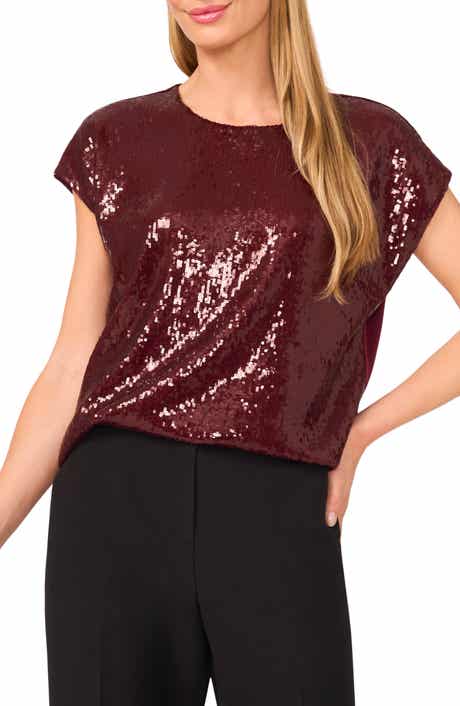 Halogen® Sequin Cap Sleeve Top