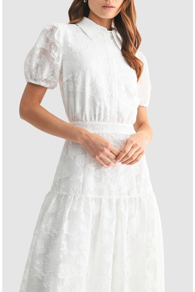 Floral Jacquard Shirtdress, Alternate, color, WHITE