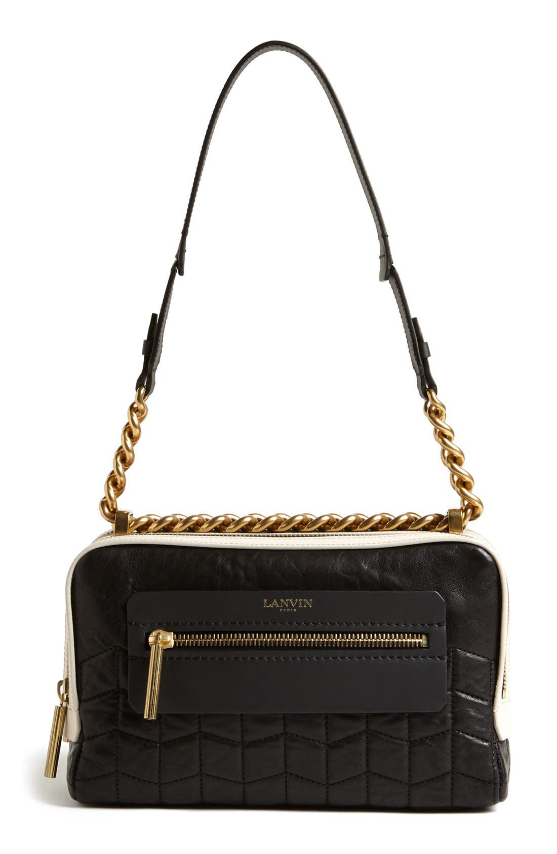 Lanvin 'Padam' Quilted Double Zip Shoulder Bag, Main, color, 