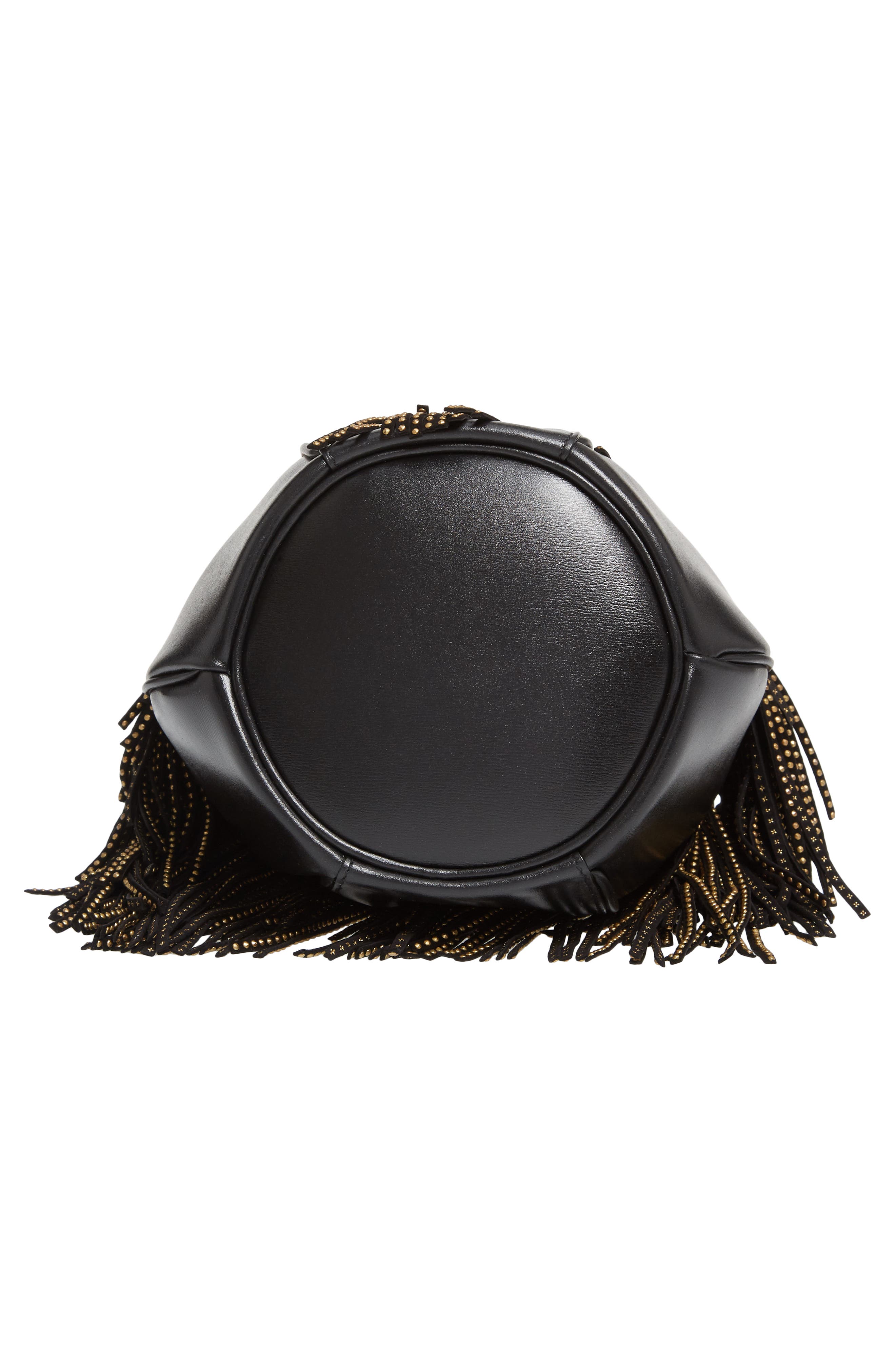 Saint Laurent Talitha Studded Fringe Leather Bucket Bag, Alternate, color, 