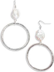 Karine Sultan Cultured Pearl Hoop Drop Earrings