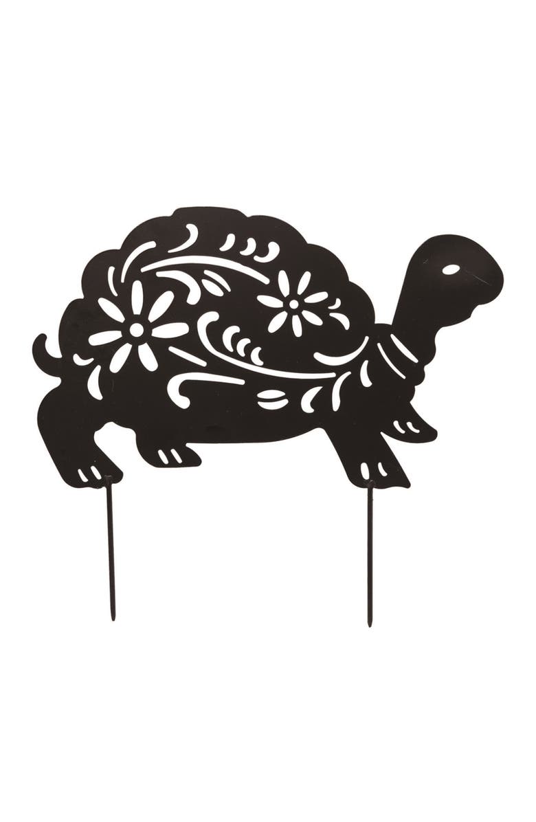 Transpac 18.25 Inch Black Spring Turtle Critter Cutout Yard Stake Decorative Metal Garden Stake, Main, color, Black