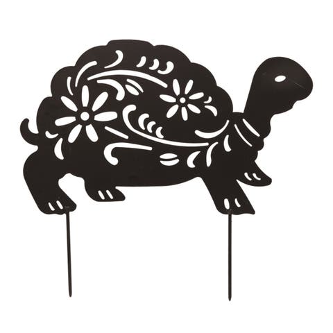 18.25 Inch Black Spring Turtle Critter Cutout Yard Stake Decorative Metal Garden Stake