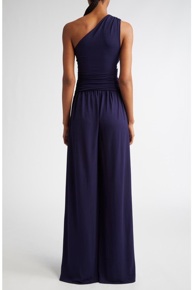 One-Shoulder Knot Detail Jersey Jumpsuit, Alternate, color, MARITIME
