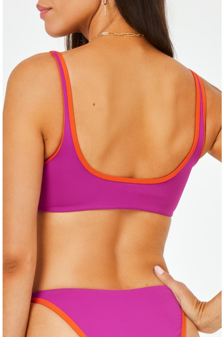 Cardi Colorblock Bikini Top, Alternate, color, BERRY/ PIMENTO