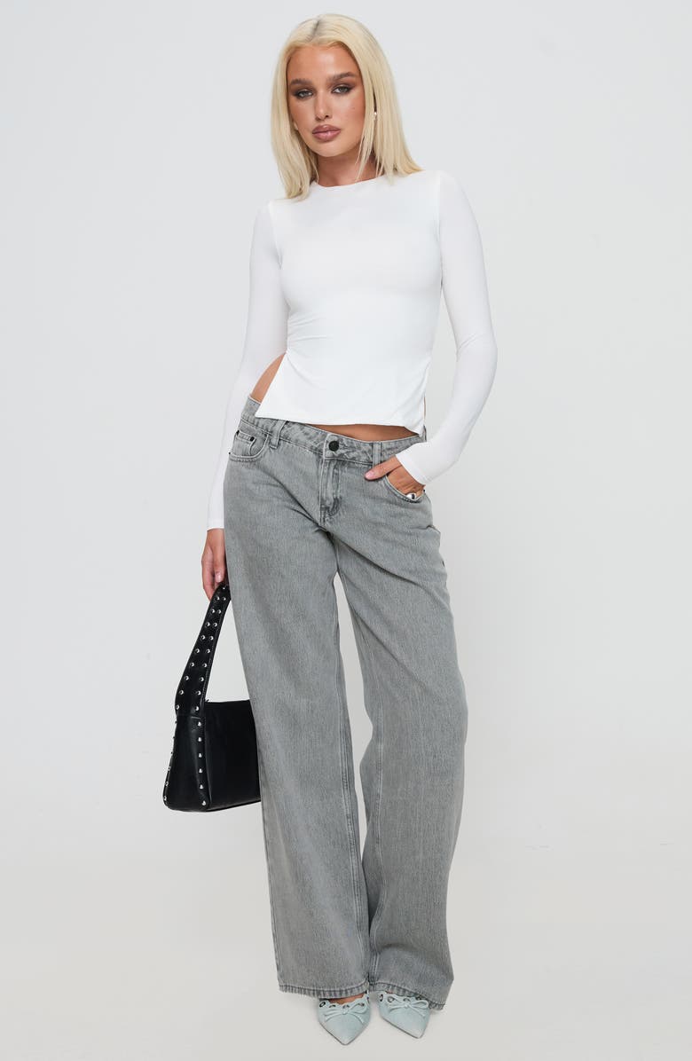 Princess Polly Ellanor Slouchy Low Rise Wide Leg Jeans, Alternate, color, Washed Grey