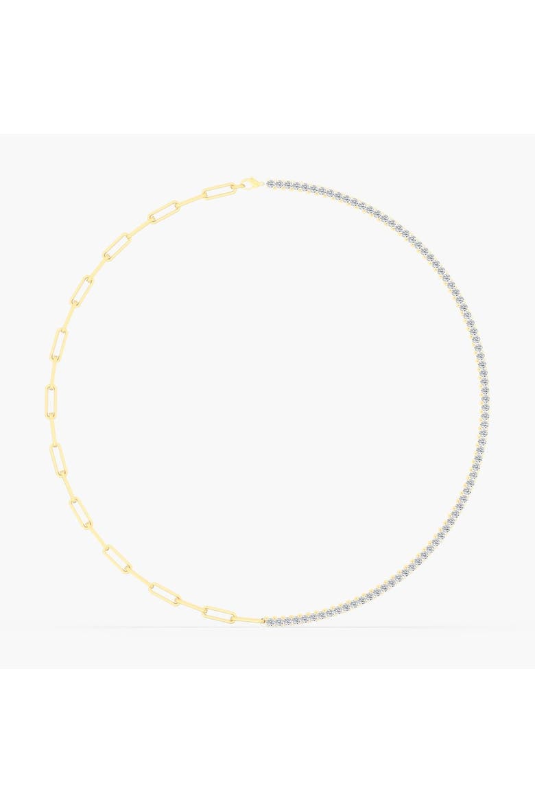 Half Tennis Paperclip Lab Diamond Necklace in 14K Gold, Main, color, Yellow Gold