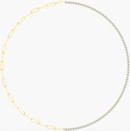 Everlee Half Tennis Paperclip Lab Diamond Necklace in 14K Gold