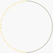 Everlee Half Tennis Paperclip Lab Diamond Necklace in 14K Gold