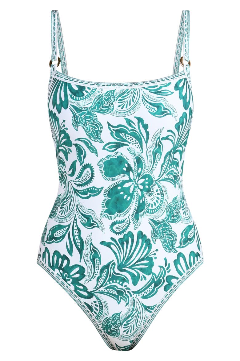 Botanical Brocade One-Piece Swimsuit, Alternate, color, JUNGLE