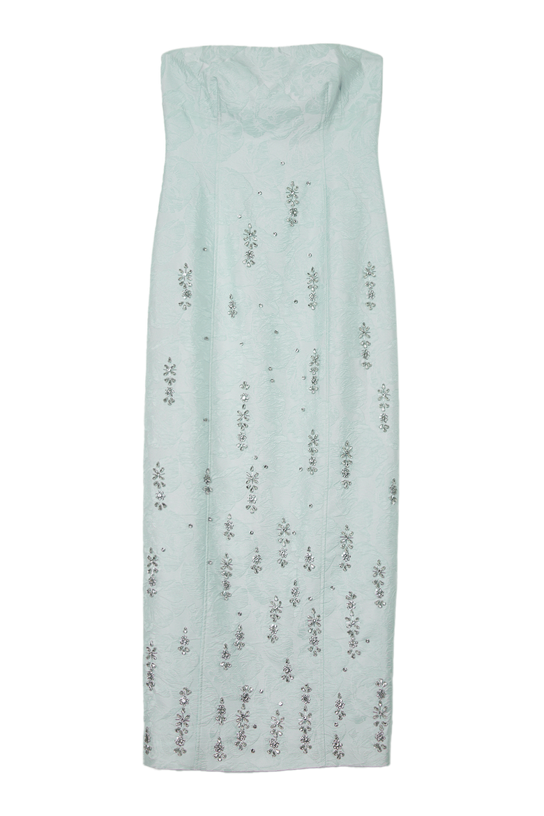 Crystal Embellished Strapless Midi Dress, Alternate, color, Sage