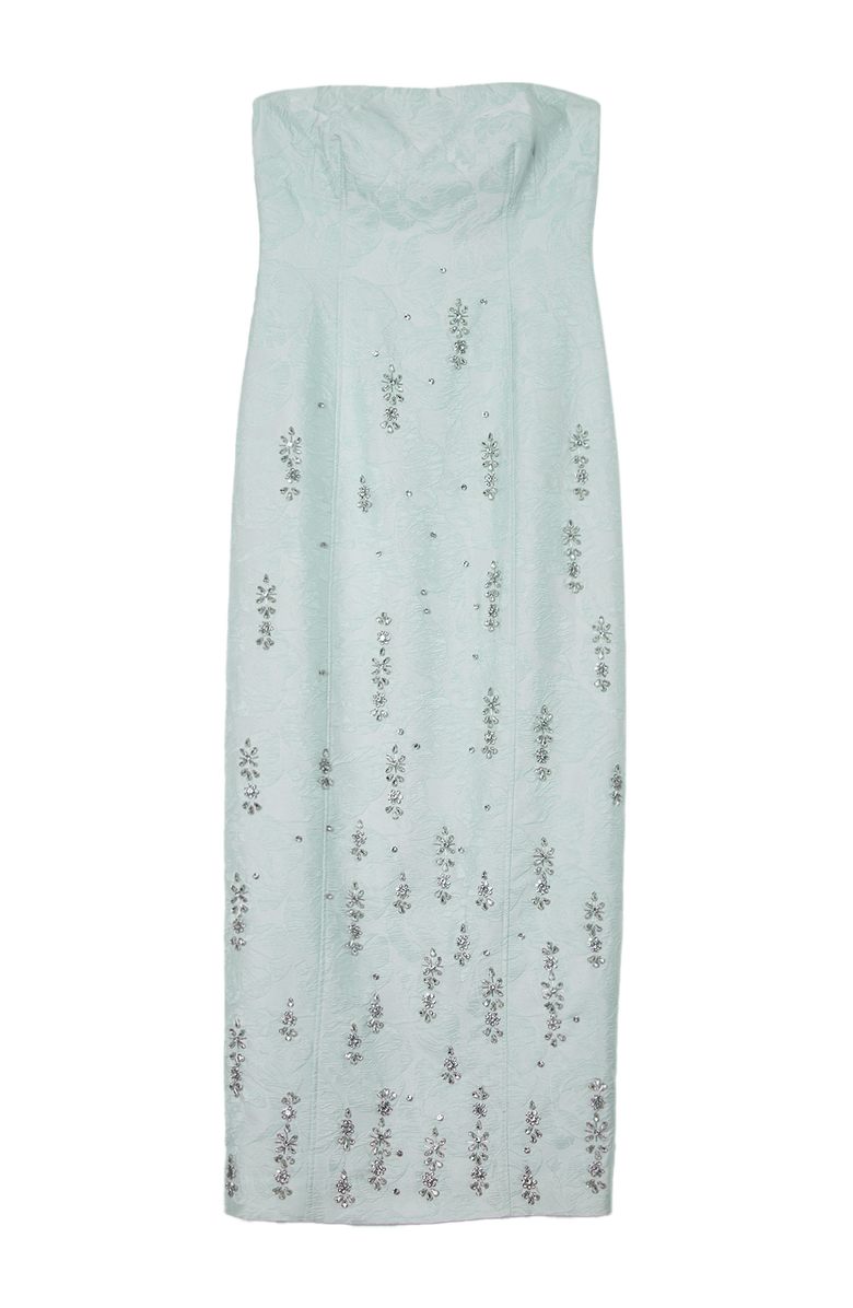 Karen Millen Crystal Embellished Strapless Midi Dress, Alternate, color, Sage