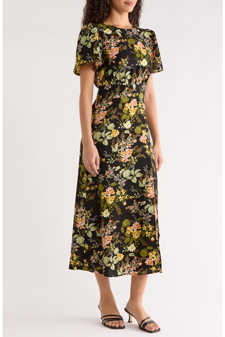 Dusk Bloom Floral Midi Dress, Alternate, color, BLACK MULTI