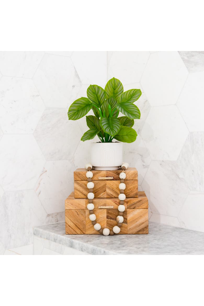 12-in Artificial Calathea Plant with Decorative Planter, Alternate, color, Green