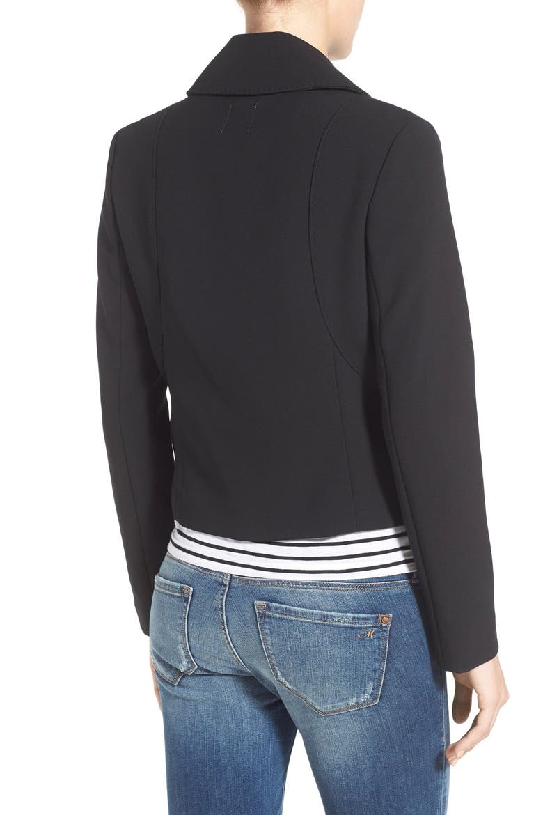 Pickstitch Detail Snap Front Jacket, Alternate, color, BLACK