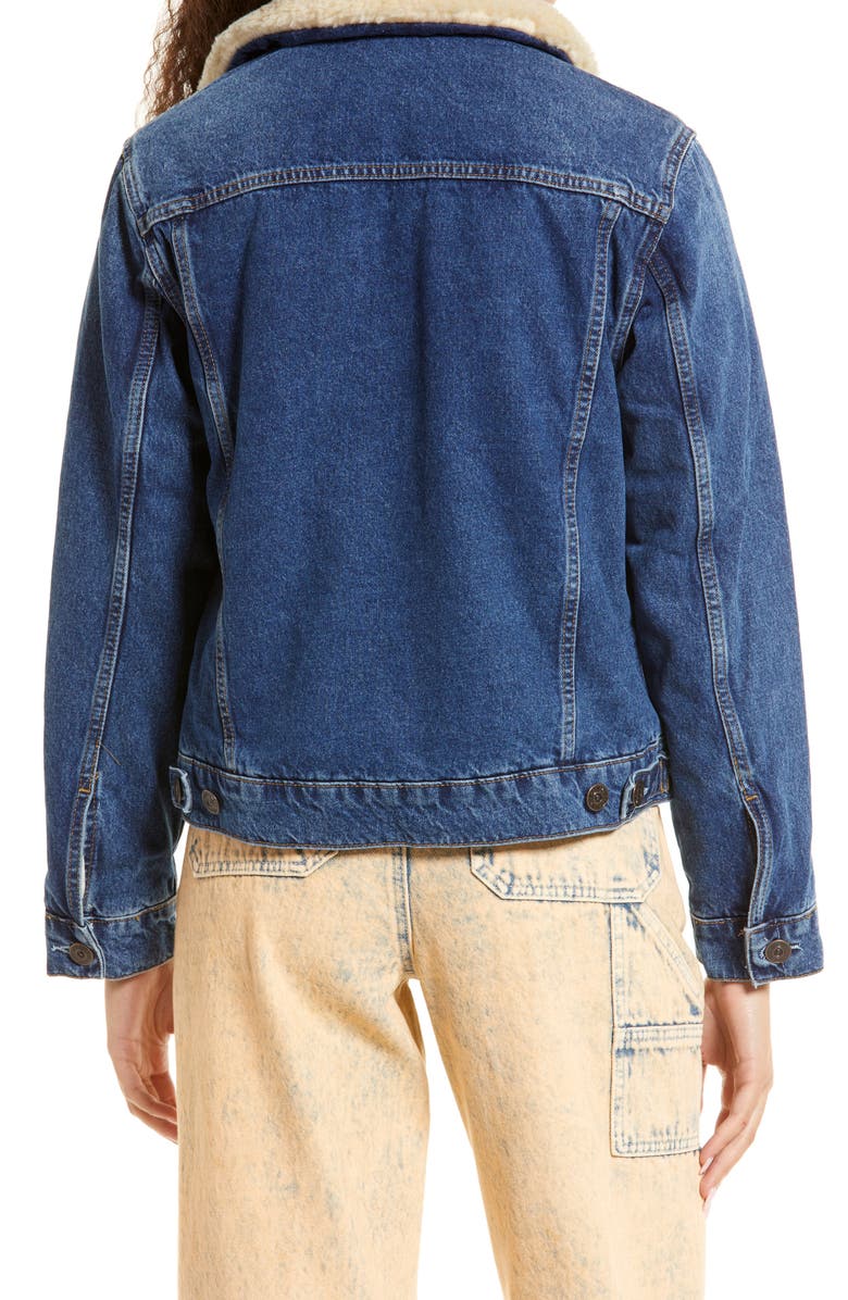 BDG Urban Outfitters Western Faux Shearling Lined Denim Jacket, Alternate, color, 