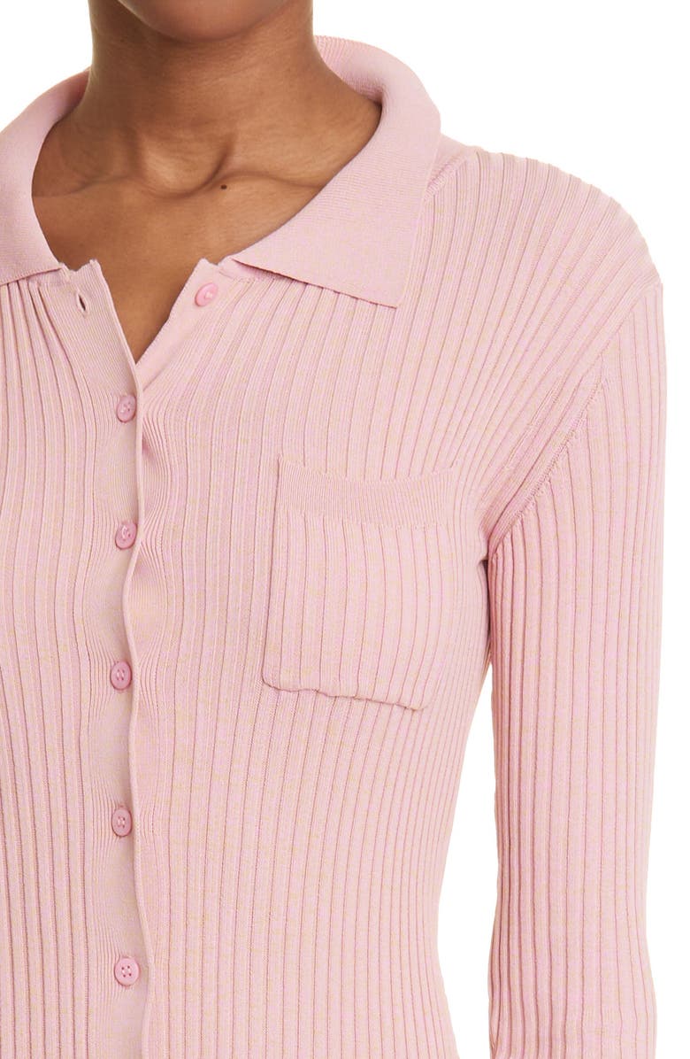 STAUD Napa Ribbed Long Sleeve Midi Dress, Alternate, color, 