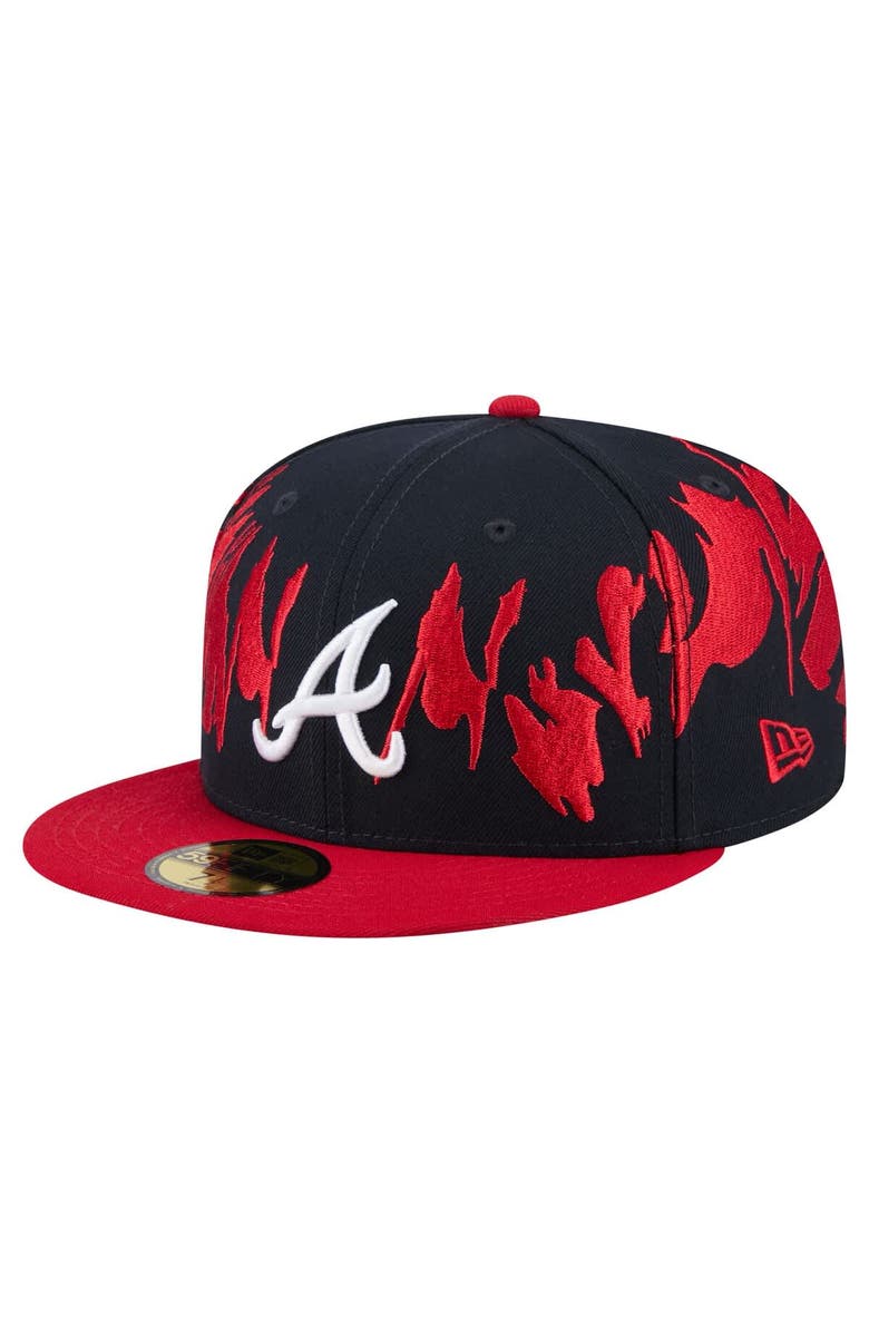New Era Men's New Era Navy/Red Atlanta Braves Retro Pattern 59FIFTY Fitted Hat, Alternate, color, 