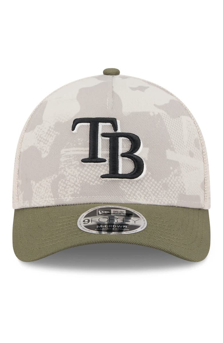 New Era Men's New Era Light Beige/Olive Tampa Bay Rays 2025 Armed Forces Day 9FORTY M-Crown A-Frame Adjustable Hat, Alternate, color, Light Beige