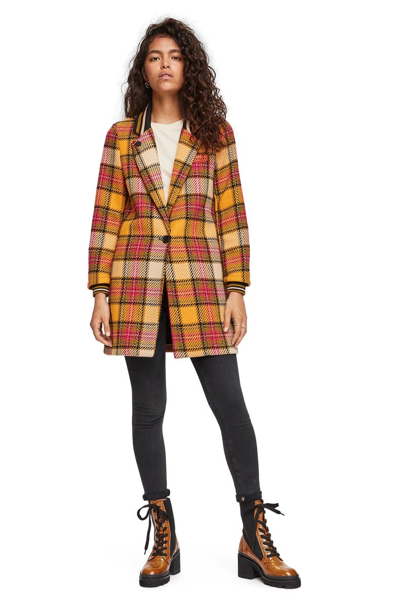 Scotch & Soda Plaid Bonded Wool Blend Jacket, Alternate, color,
