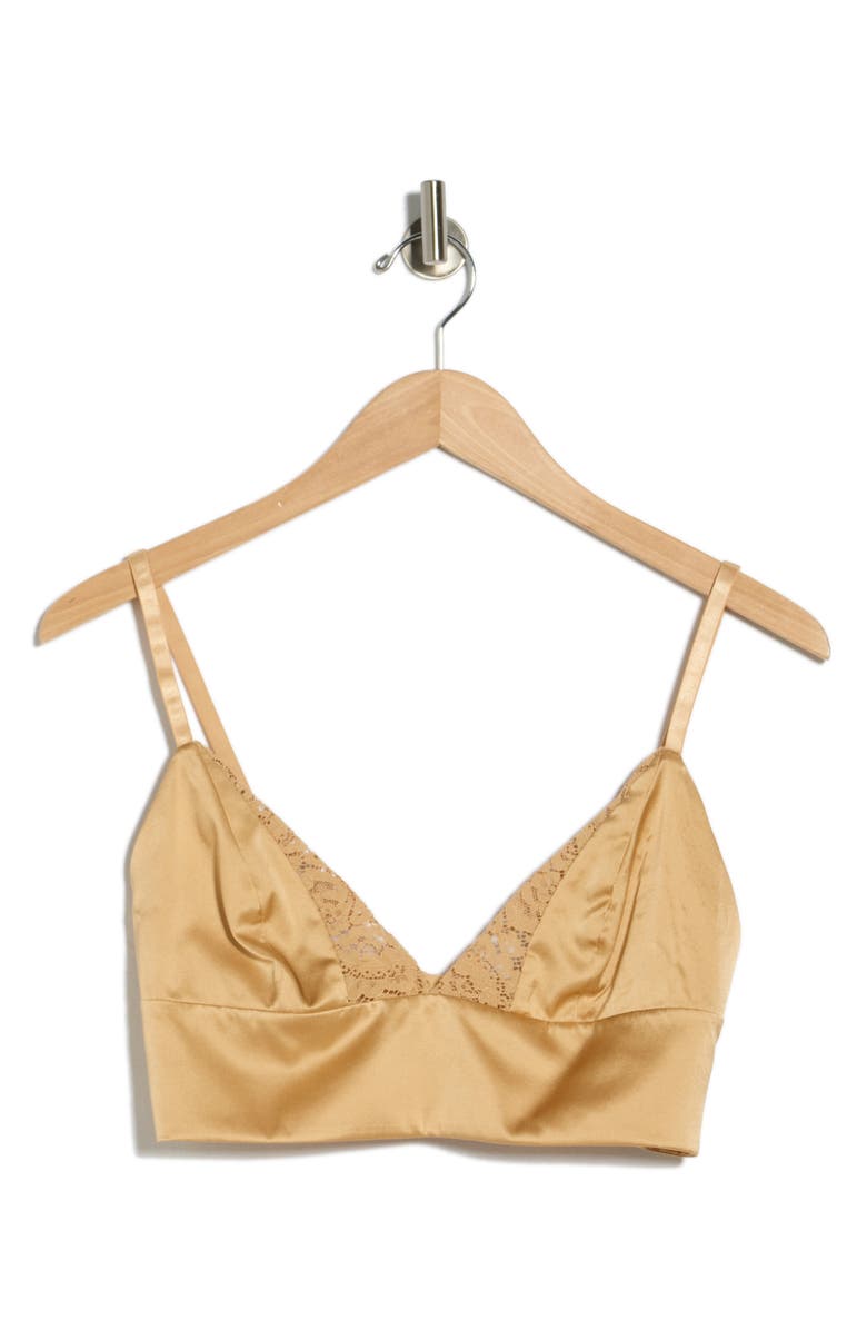 L'AGENCE Ginger Lace Trim Silk Bralette, Alternate, color, Latte