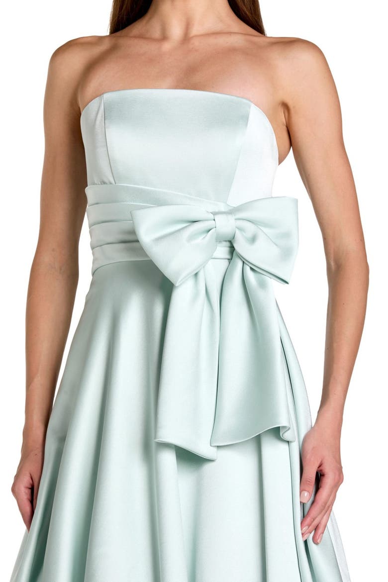 Women’s Strapless Satin Ballgown with Statement Bow Detail, Alternate, color, Seafoam