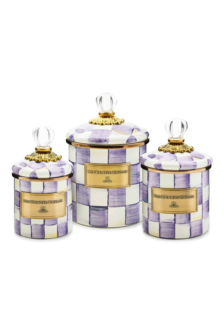 Violet Check Demi Enameled Steel Canister, Alternate, color, VIOLET