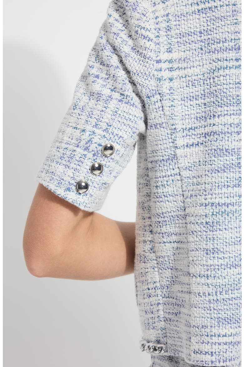 Lily Short Sleeve Summer Tweed Jacket, Alternate, color, AZZURRO TWEED