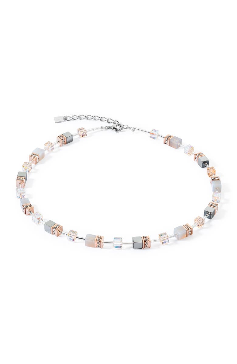 COEUR DE LION Geocube Iconic Precious Rose Gold Necklace, Main, color, Peach