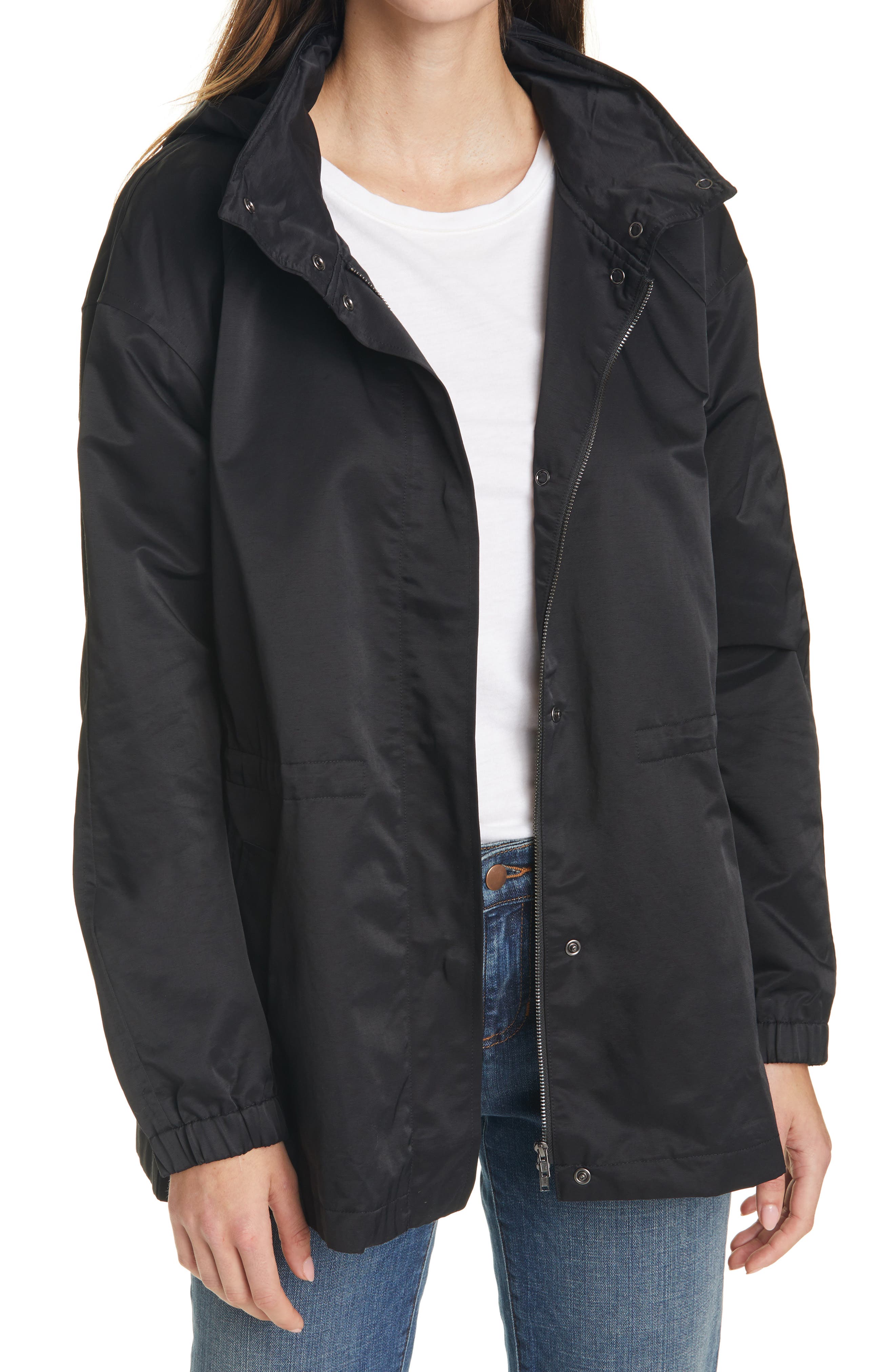 Eileen Fisher Stand Collar Hooded Jacket (Women) | Nordstromrack