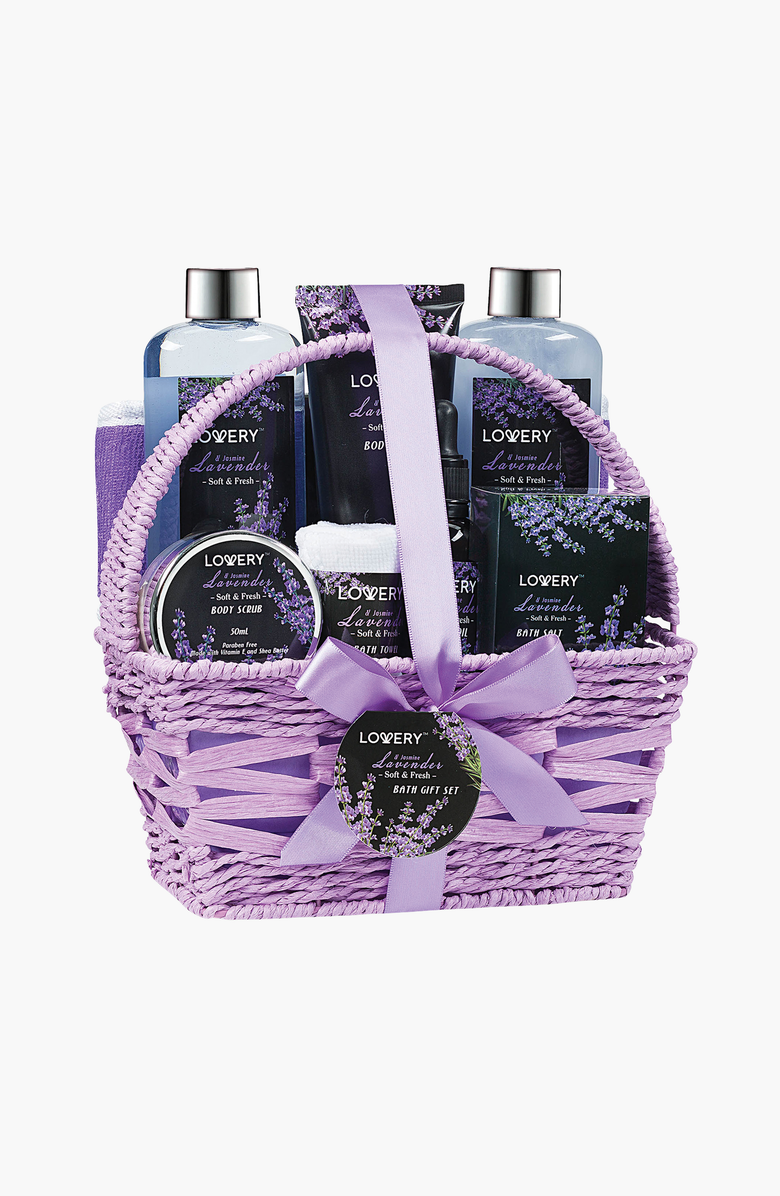Lovery 9-Piece Home Spa Gift Basket Set, Main, color, Lavender / Jasmine