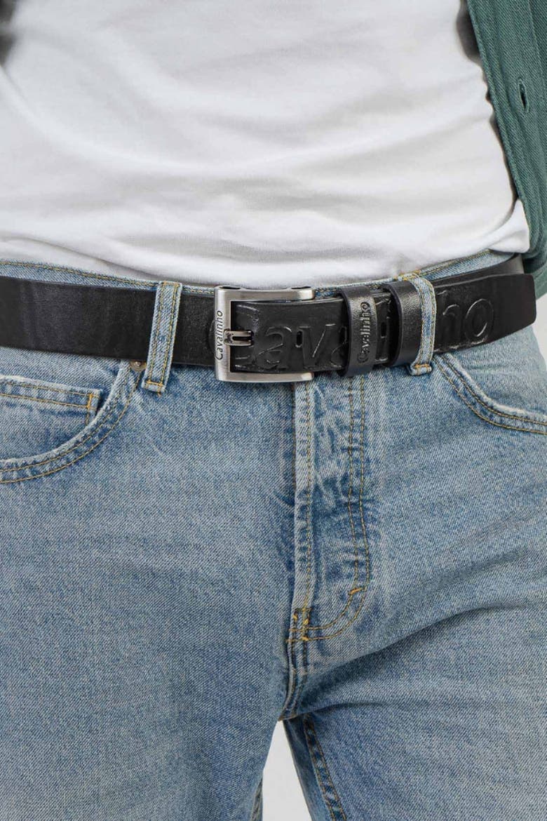 Classic 504 Embossed Leather Belt, Alternate, color, Black