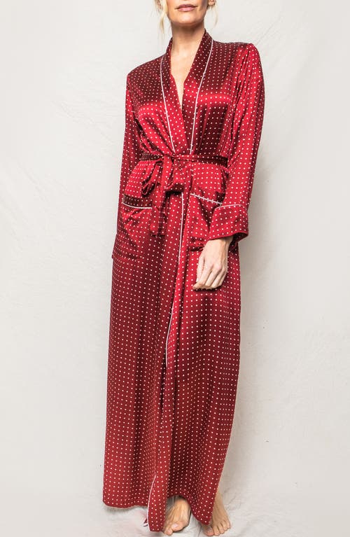 Petite Plume Polka Dot Silk Robe In Burgundy