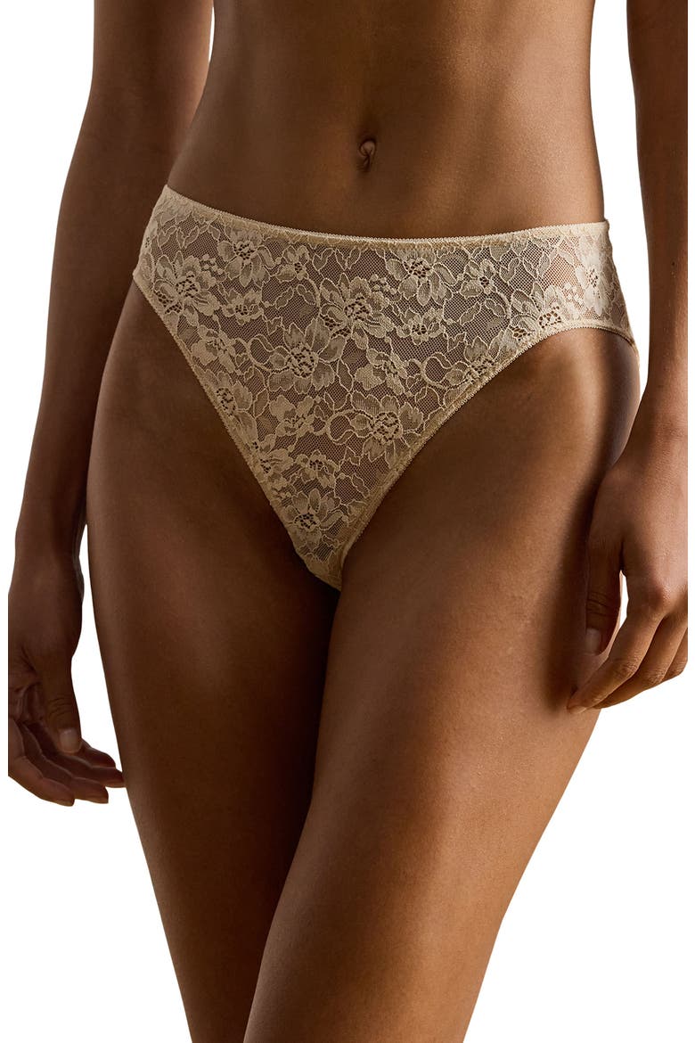 High Leg Lace Briefs, Main, color, LIGHT TRUFFLE