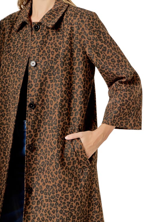 English Factory Animal Print Trench Coat In Brown