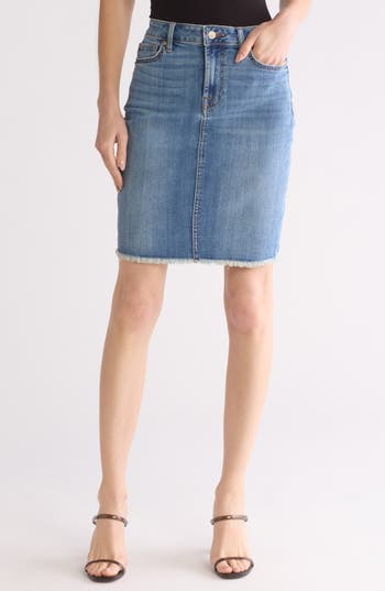 Seven Fray Hem Denim Pencil Skirt