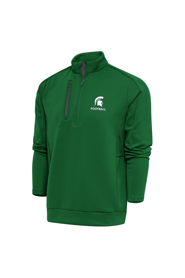 Men's Antigua Green Michigan State Spartans Football Generation Quarter-Zip Pullover Top, Main, color, Green