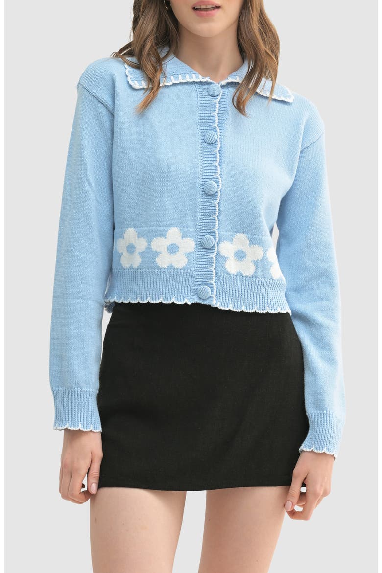 Floral Cardigan, Main, color, BLUE WHITE